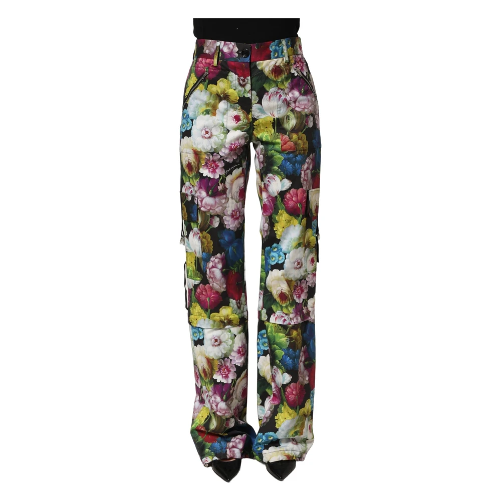 Dolce & Gabbana Multicolor High Waist Wide Leg Trousers - Female - Wide Trousers - S - Trousers