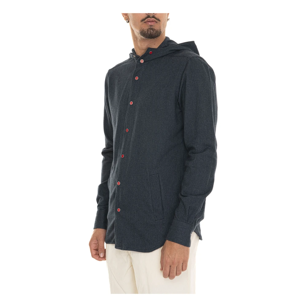 Kiton Hoodie met drukknopen Blue Heren