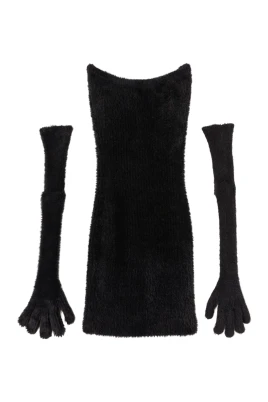 Fuzzy Gloves Mini Dress