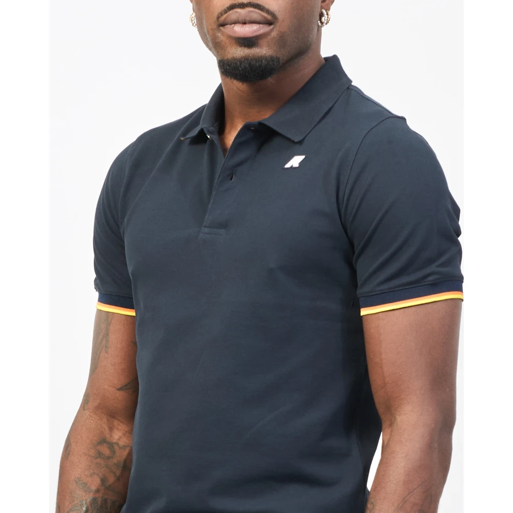 K-way Blauw Polo Shirt Stretch Katoen Blue Heren
