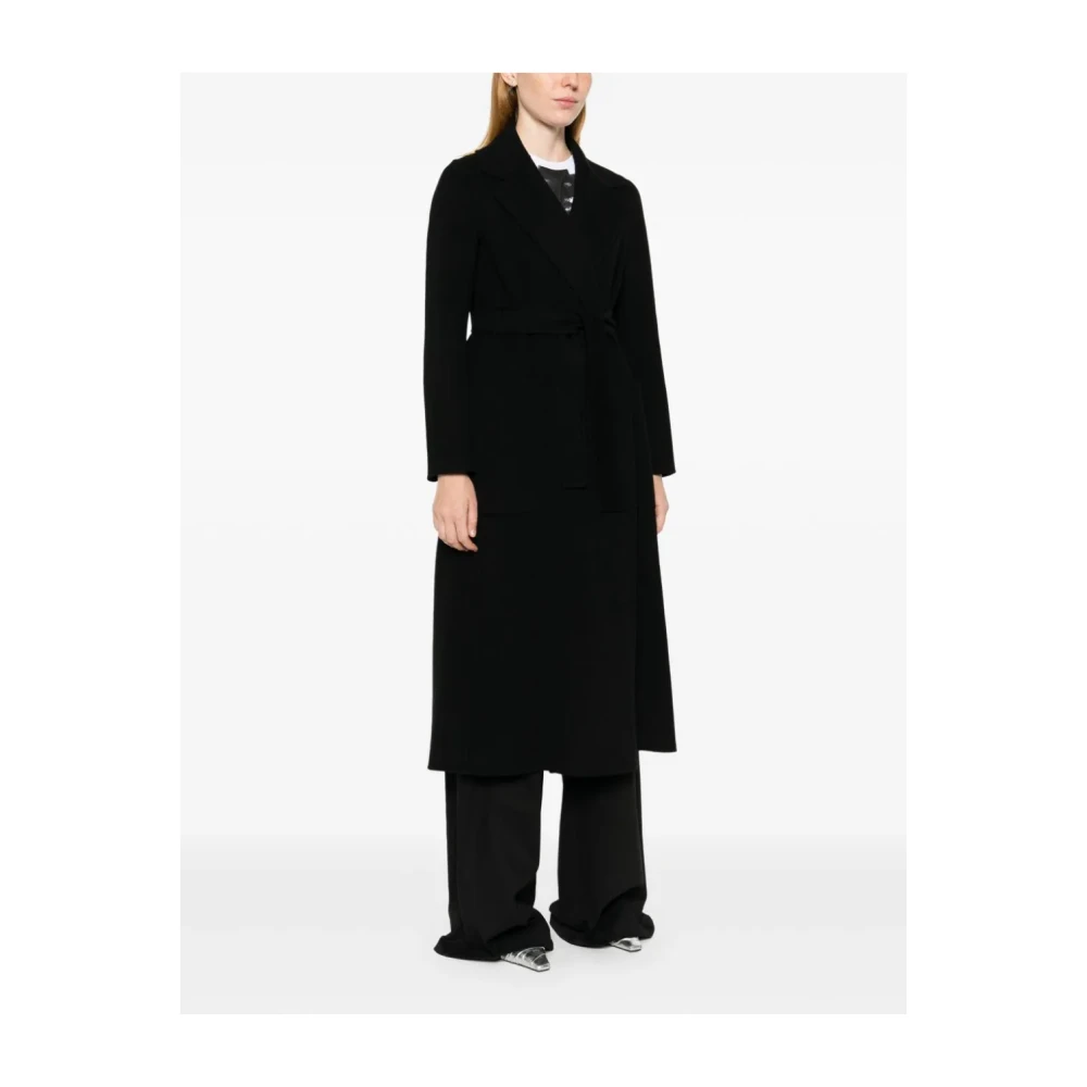Max Mara Zwarte Wollen Ceintuur Wikkeljas Black Dames