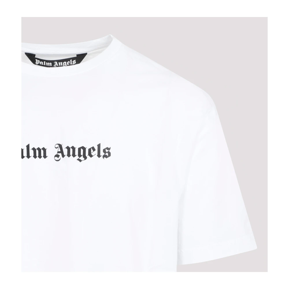Palm Angels Wit Logo T-shirt Ronde Hals White Heren