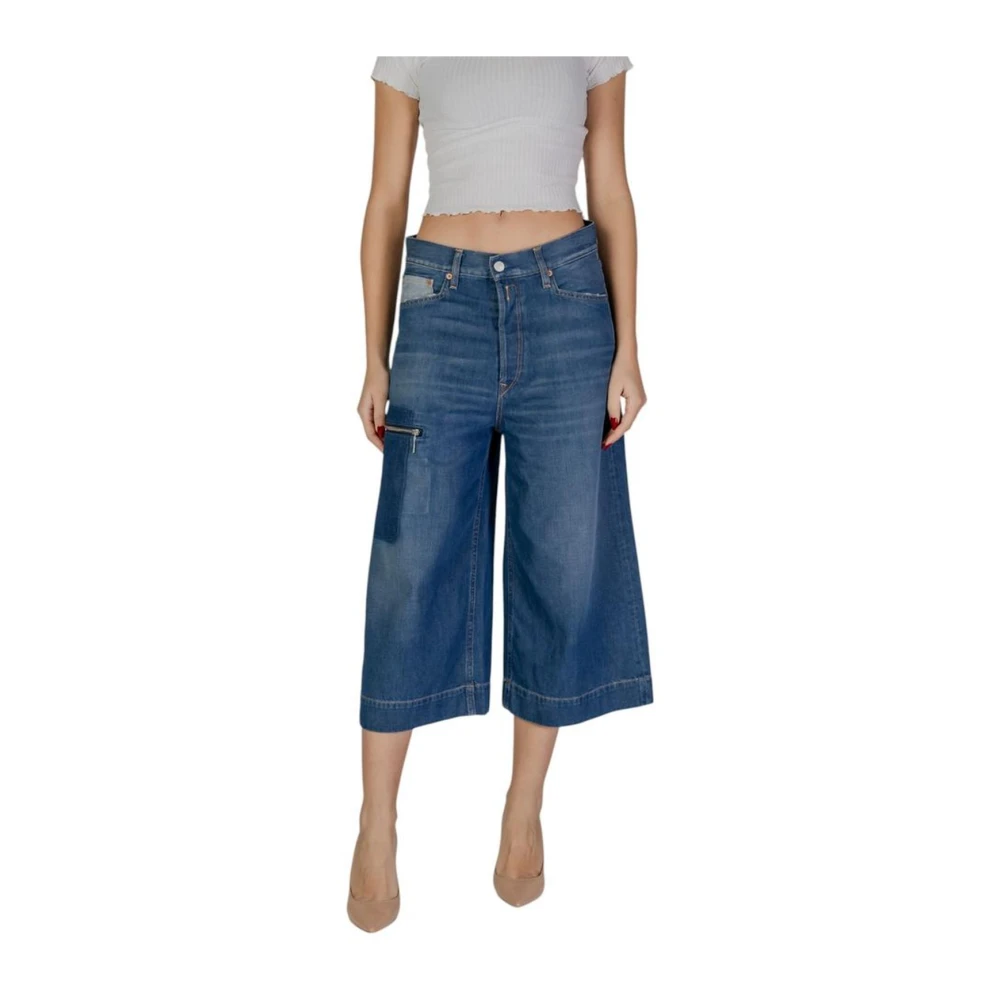 Replay Blauwe Cropped Katoenmix Jeans Broek Blue Dames