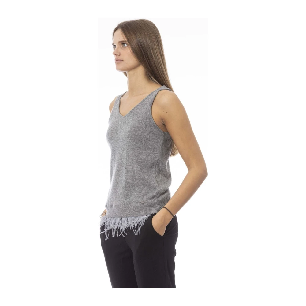 Baldinini Gevleugelde V-Hals Tanktop Gray Dames