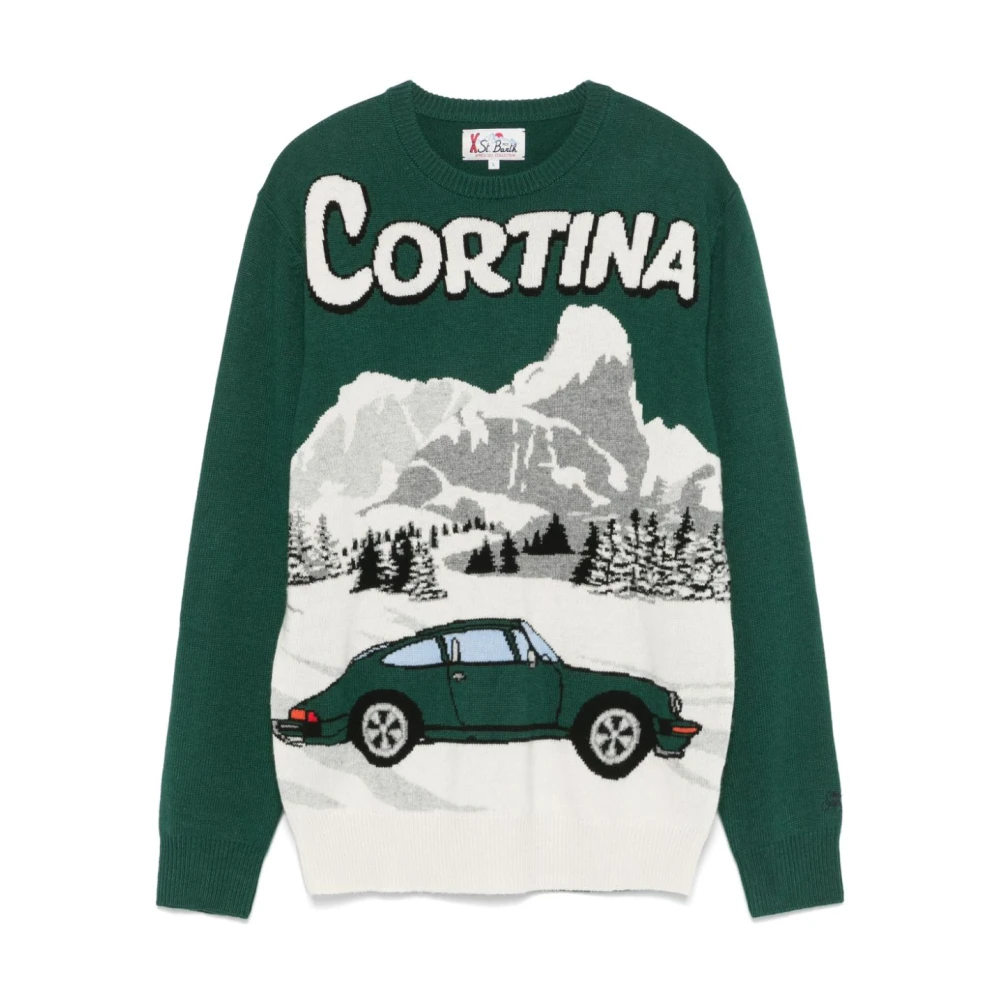 MC2 Saint Barth Groene trui met geborduurd logo Green Heren