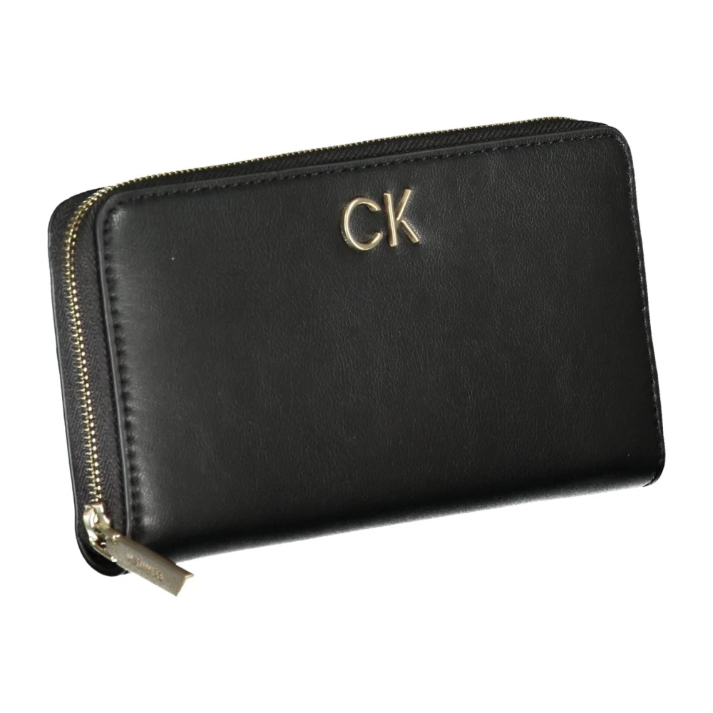 Calvin Klein Damesportemonnee Zwart Rfid Ritssluiting Black Dames