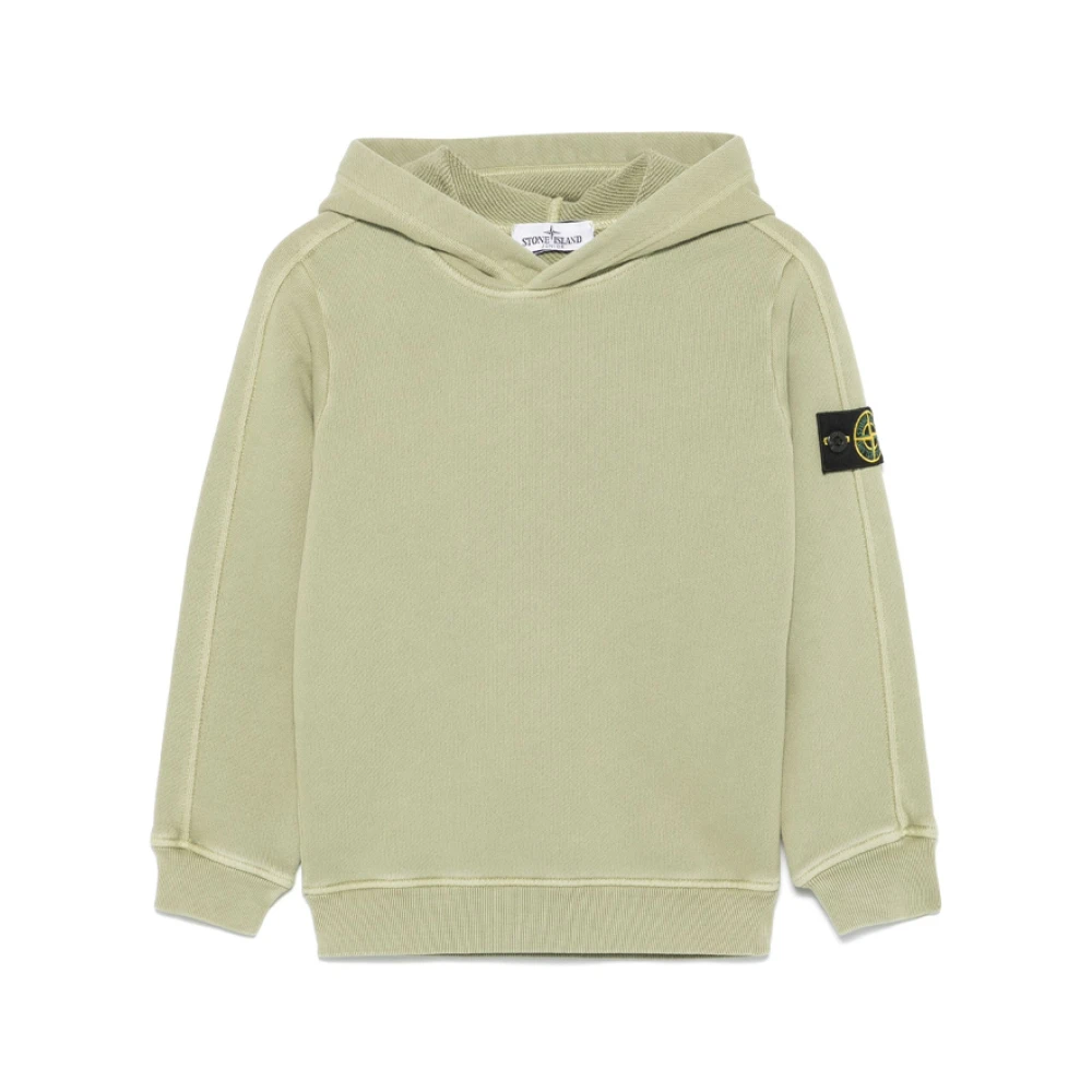 Stone Island Grön Plysch Bomull Hoodie Green, Pojke