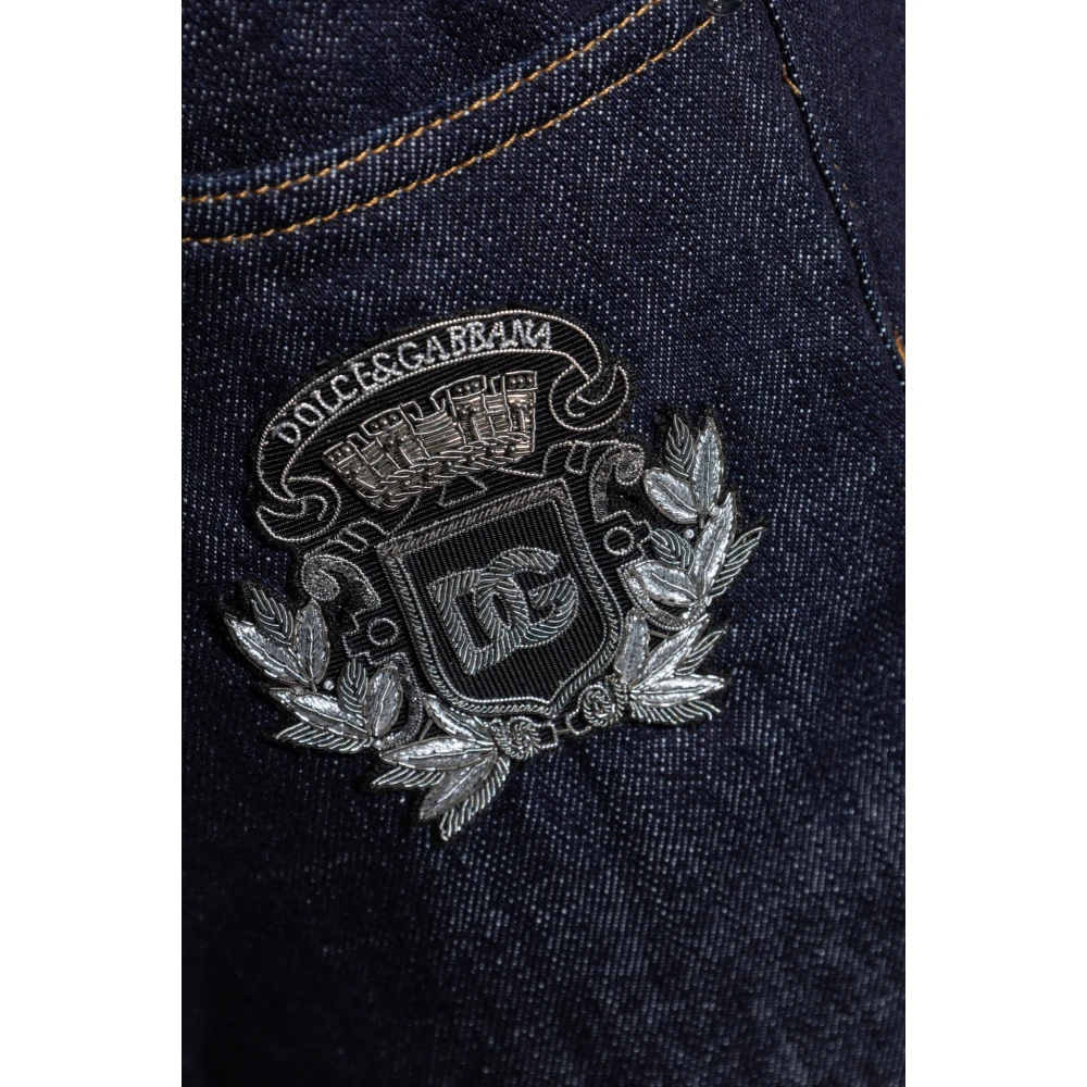 Dolce & Gabbana Skinny jeans met applicatie Blue Heren