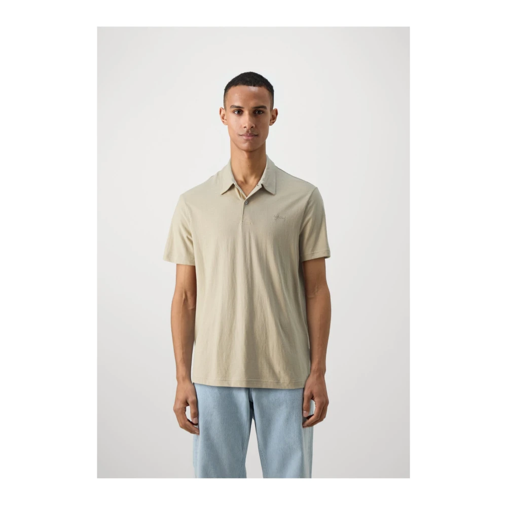 Guess Lichtgewicht katoenen polo Beige rechte pasvorm Beige Heren