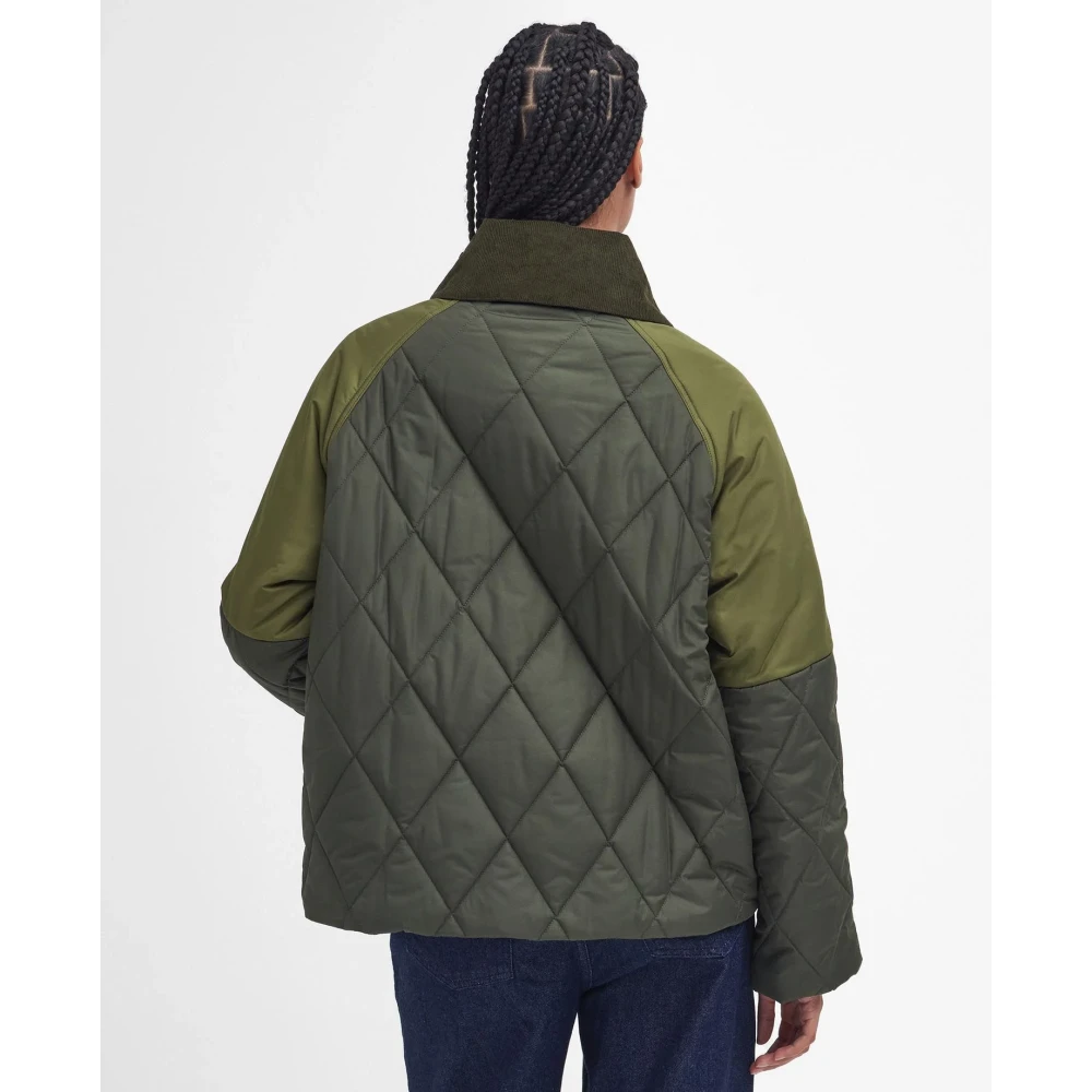 Barbour Gewatteerde jas met patchwork ontwerp Green Dames