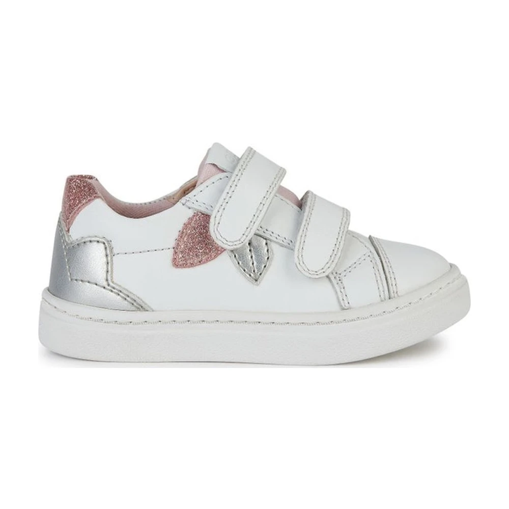 Geox Girls White Kids Sneakers, 22 Eu, Silver Kids Trainers