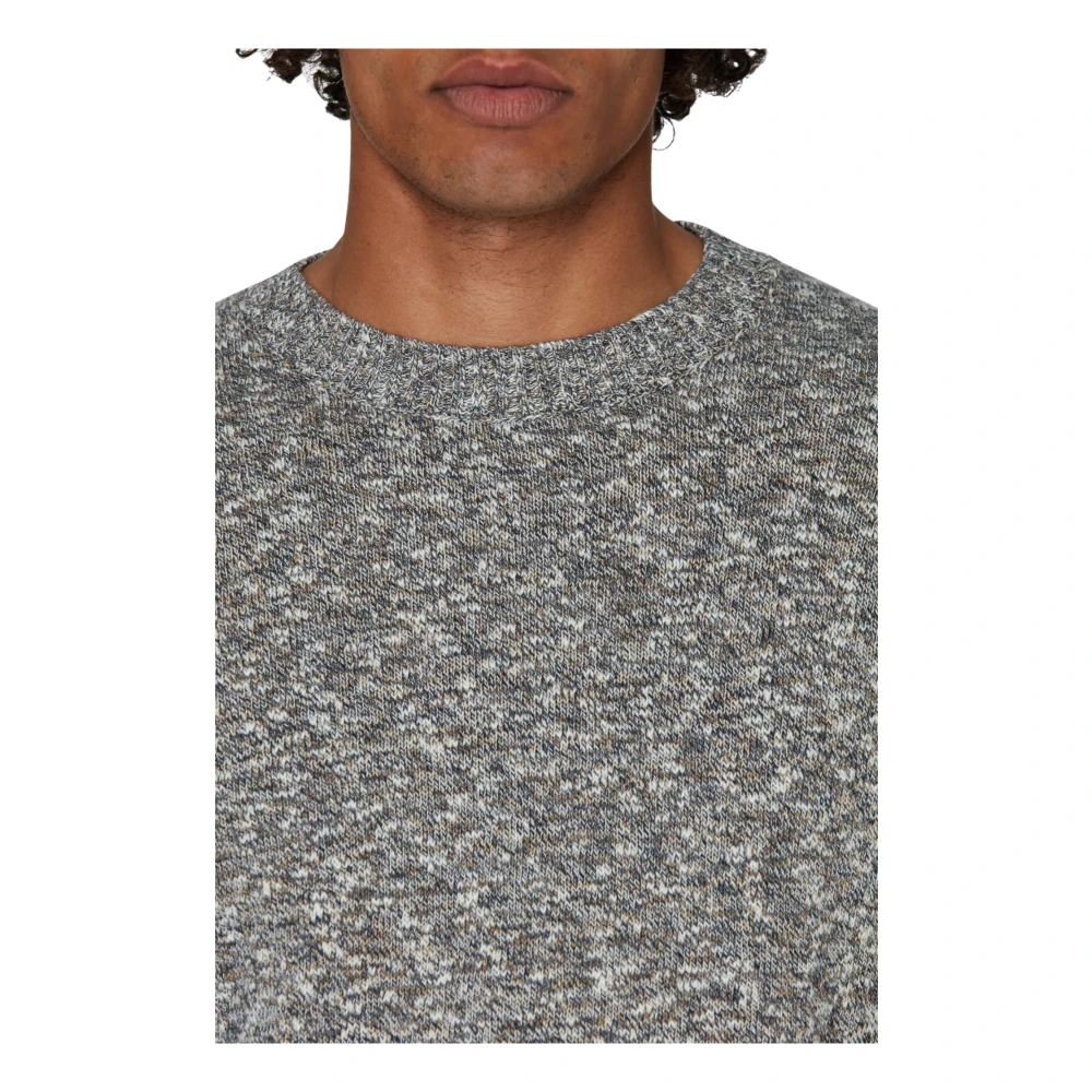 Oscar Jacobson Blauwe Micro Ronde Hals Trui Blue Heren