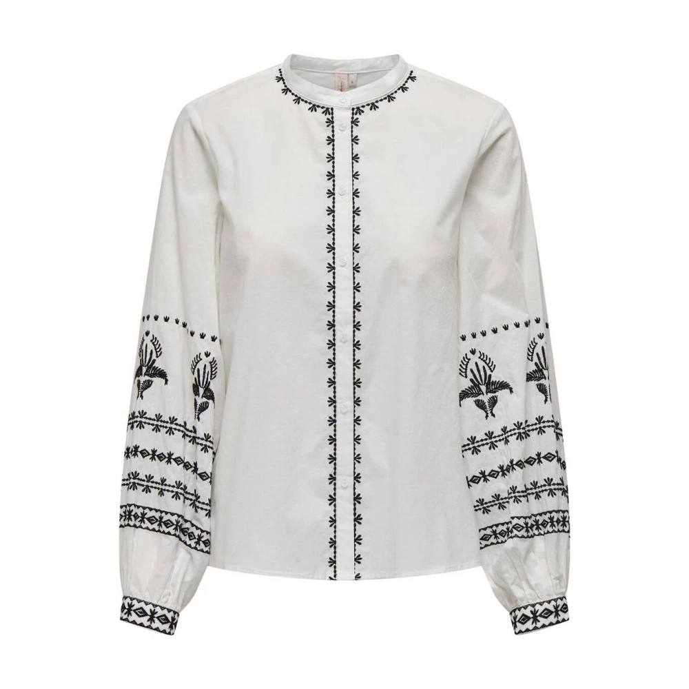 Only Contrast Shirt Lange Mouw White Dames
