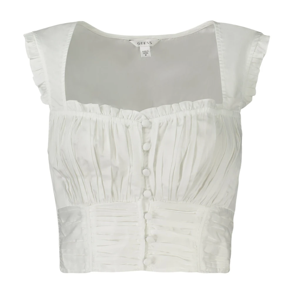 Guess Witte Tanktop met Hartvormige Halslijn en Contrastdetails White Dames