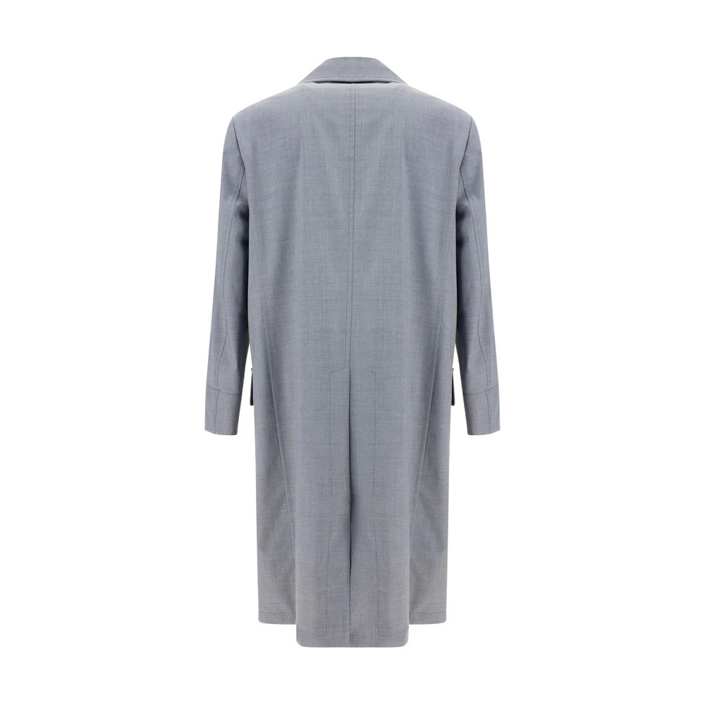 BRUNELLO CUCINELLI Dubbelbreasted wollen jas met contrasterende knopen Gray Heren