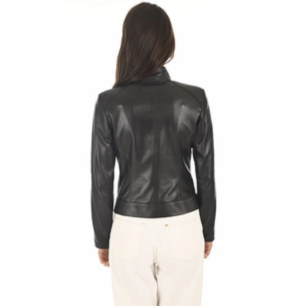 La Canadienne Chique Zwart Lam Leren Jas Black Dames
