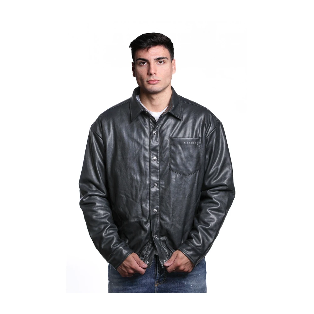 John Richmond Zwarte Eco-Leren Jas Uma24096Ca HB Black Heren