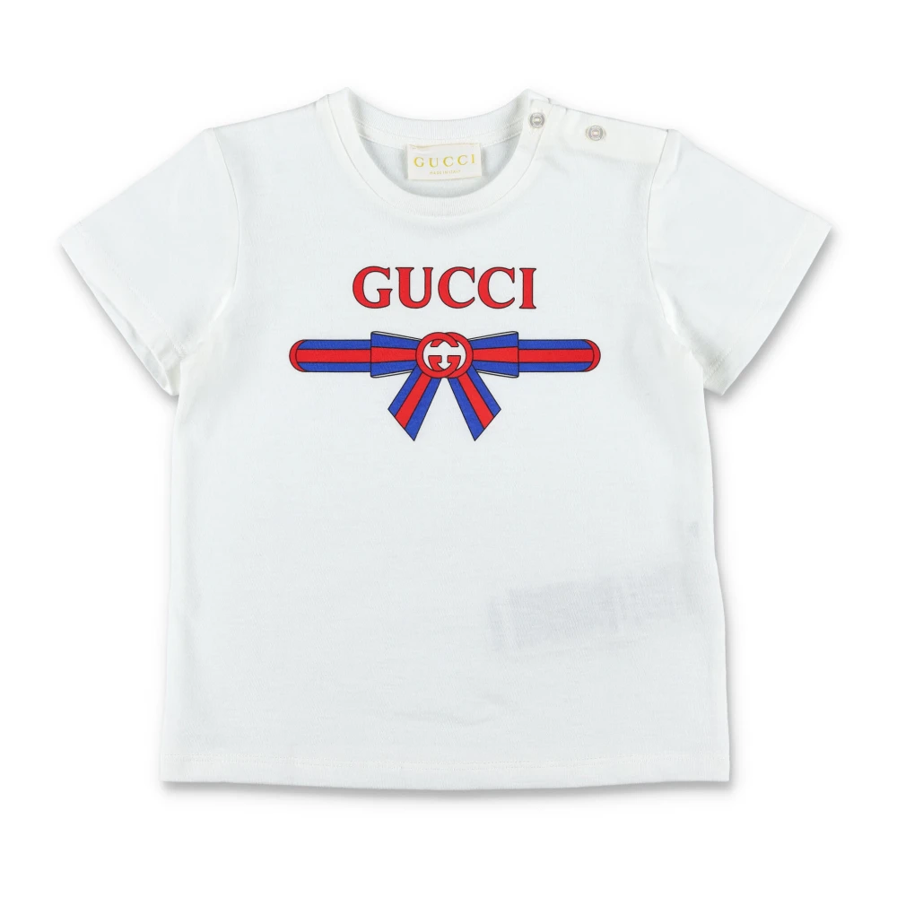 Gucci Vit Bågtryck T-shirt White, Flicka