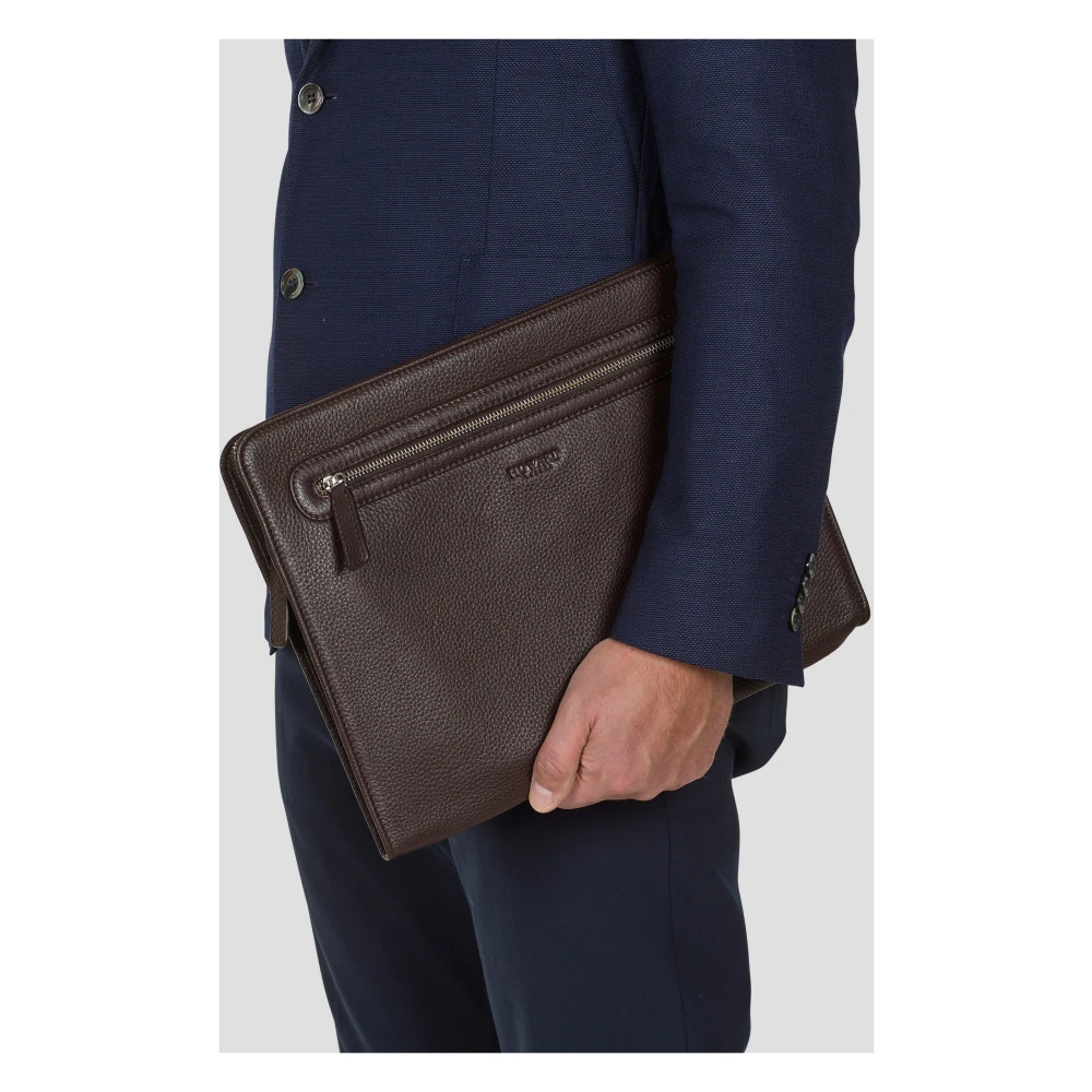 Howard London Donkerbruine leren laptoptas Brown Heren