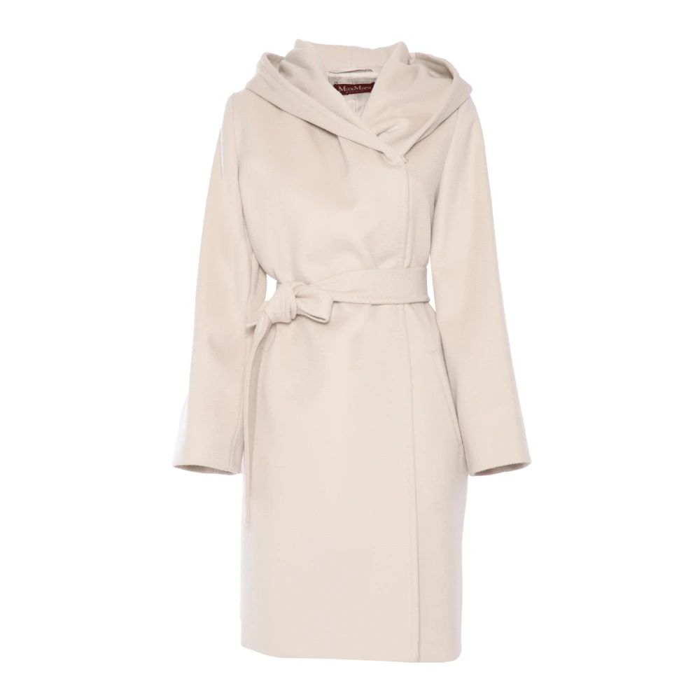 Max Mara Studio Beige Wollen Omslagjas met Capuchon Beige Dames