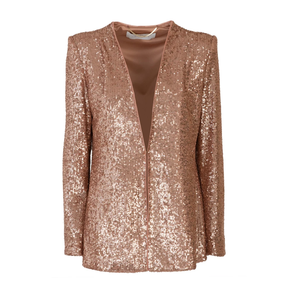 Nenette Pailletten Blazer Zonder Kraag Pink Dames