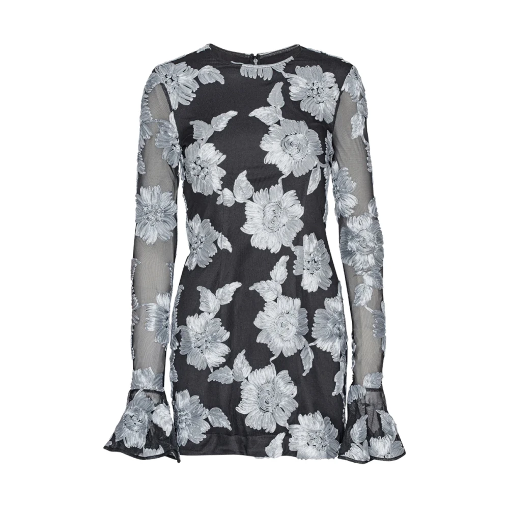 Rotate Birger Christensen Bloemen Mesh Lange Mouw Mini Jurk Multicolor Dames