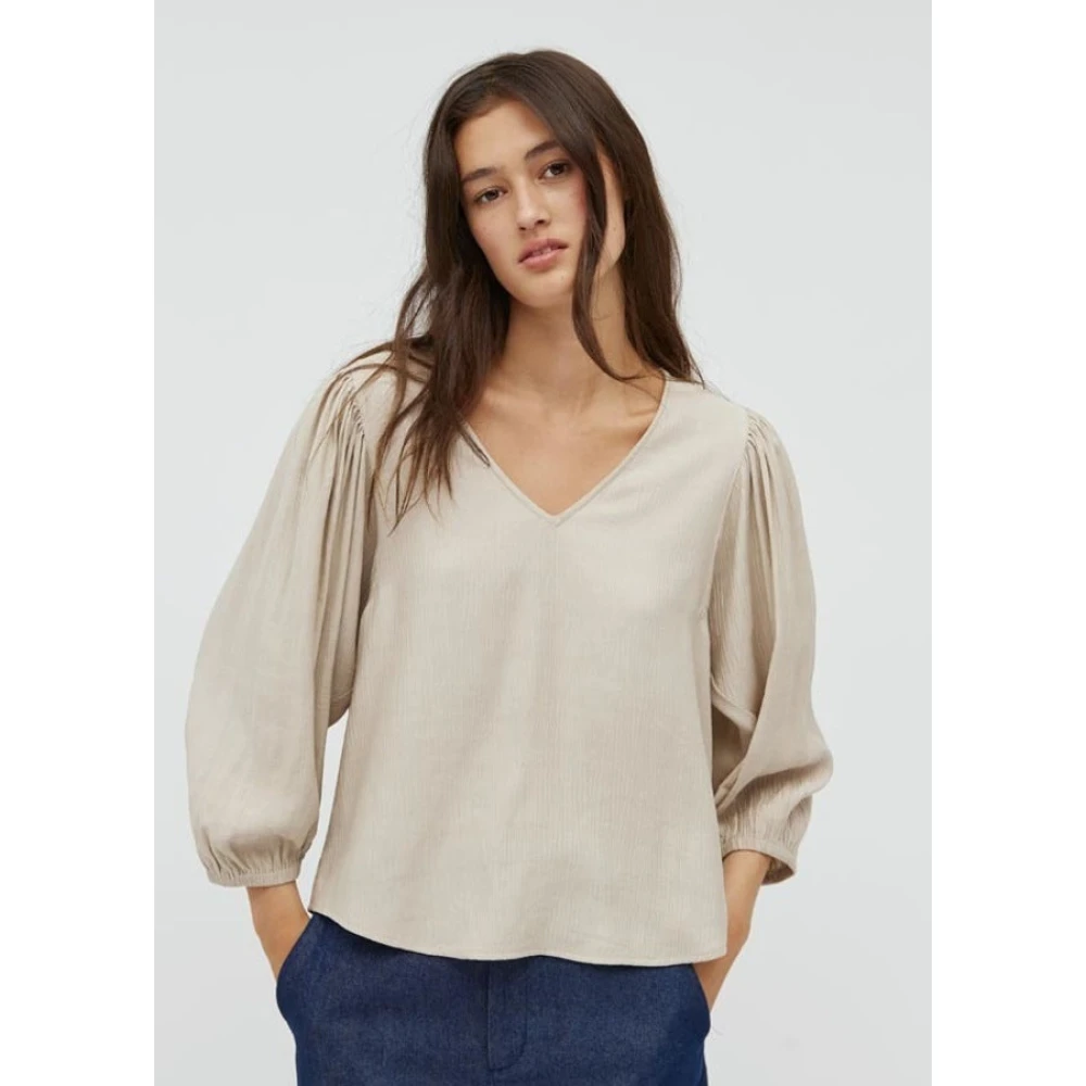 MbyM Beige V-hals Blouse Antoni Beige Dames