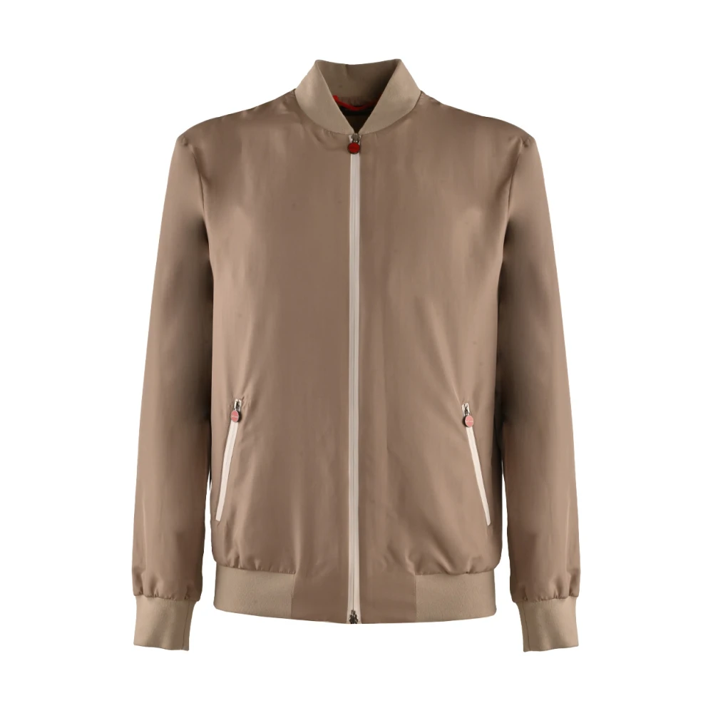 Kiton Polyester Parka Jas Waterdicht Winddicht Beige Heren