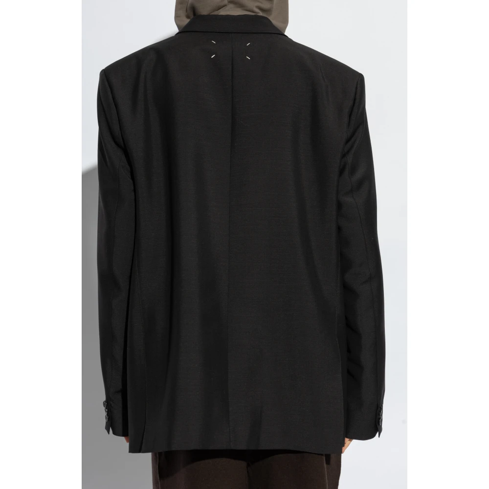 Maison Margiela Wollen blazer met open revers Black Heren