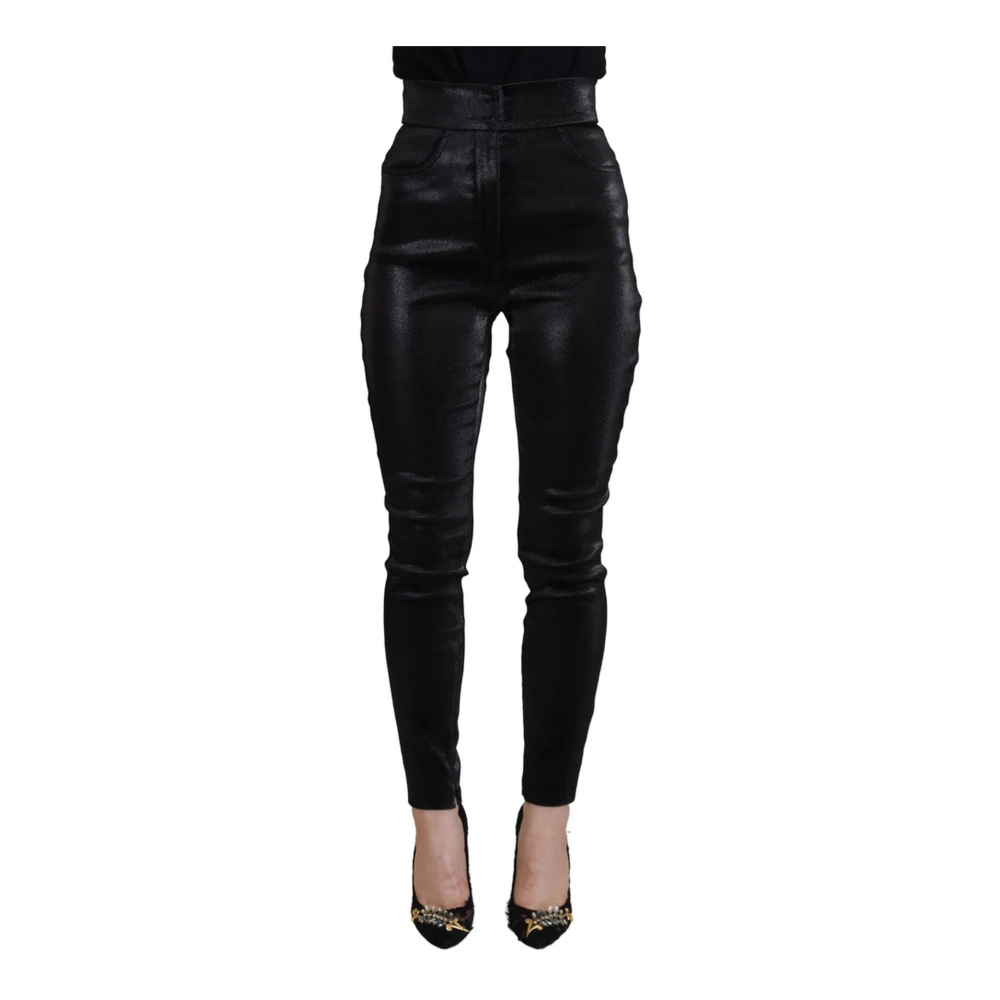 Dolce & Gabbana Women's Black Skinny Trousers,, New Denim Trousers With Logo Details 3XS