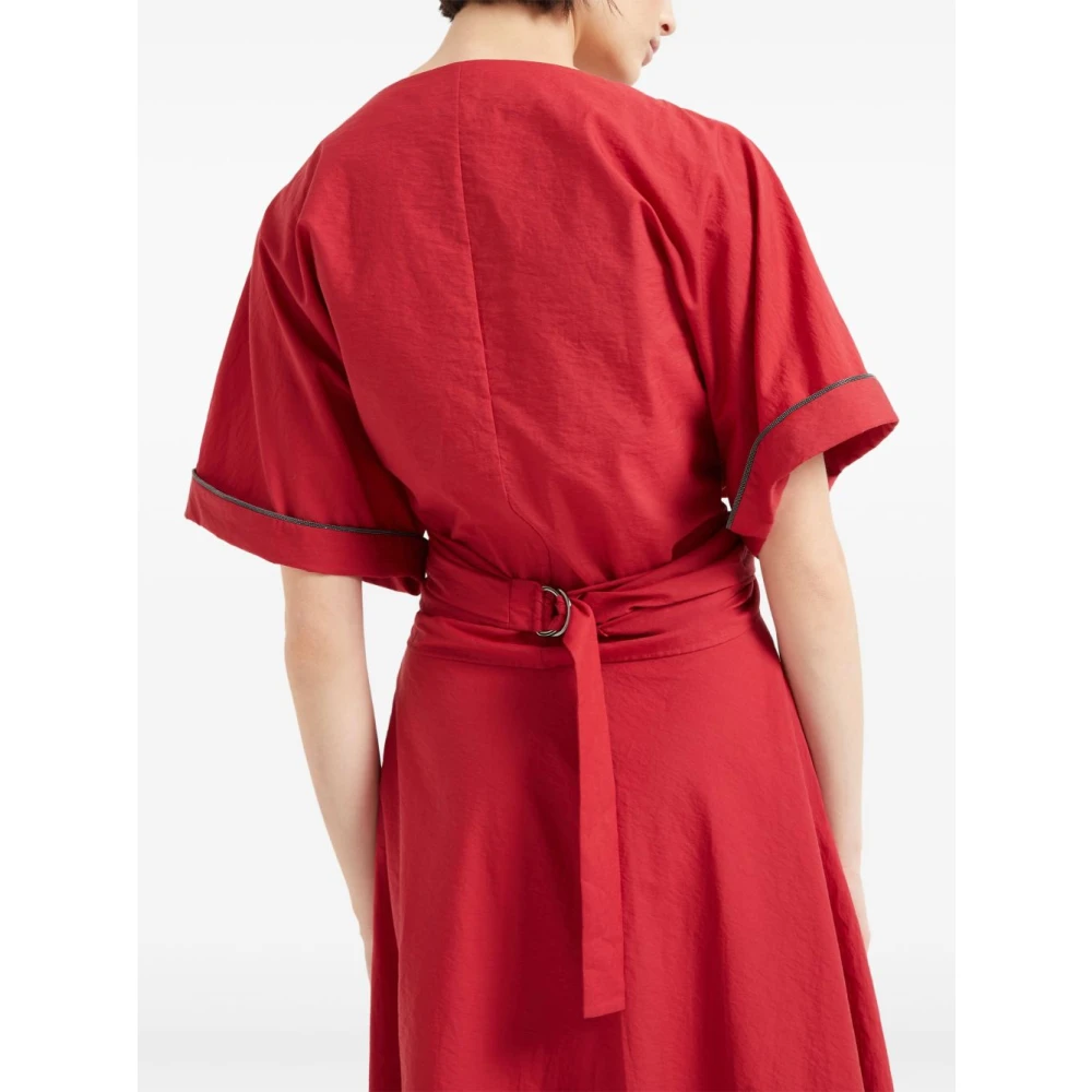 BRUNELLO CUCINELLI Rode V-hals T-shirts en Polos Red Dames