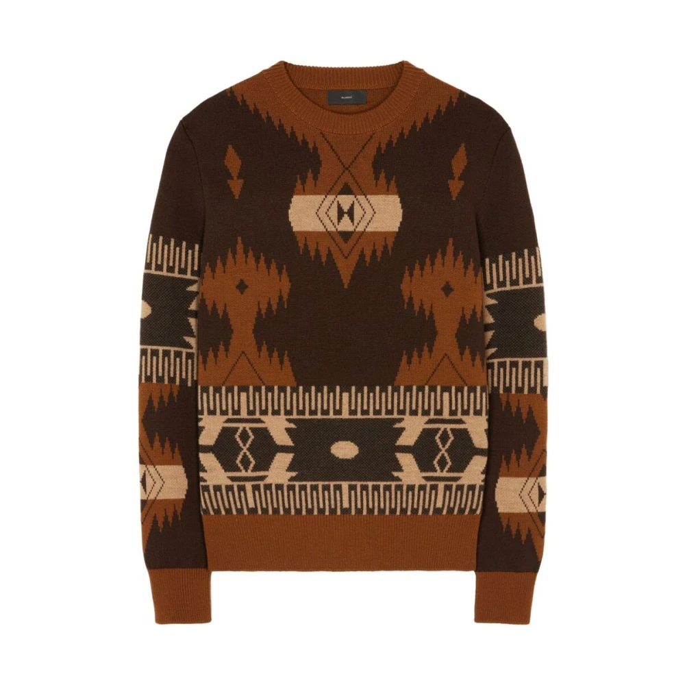 Alanui Tribal Design Jacquard Gebreide Trui Brown Heren