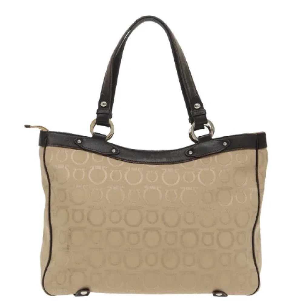 Salvatore Ferragamo Pre-owned Canvas handbags Beige Dames