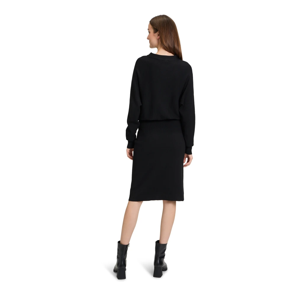 Betty & Co Batwing Sleeve Gebreide Jurk Black Dames