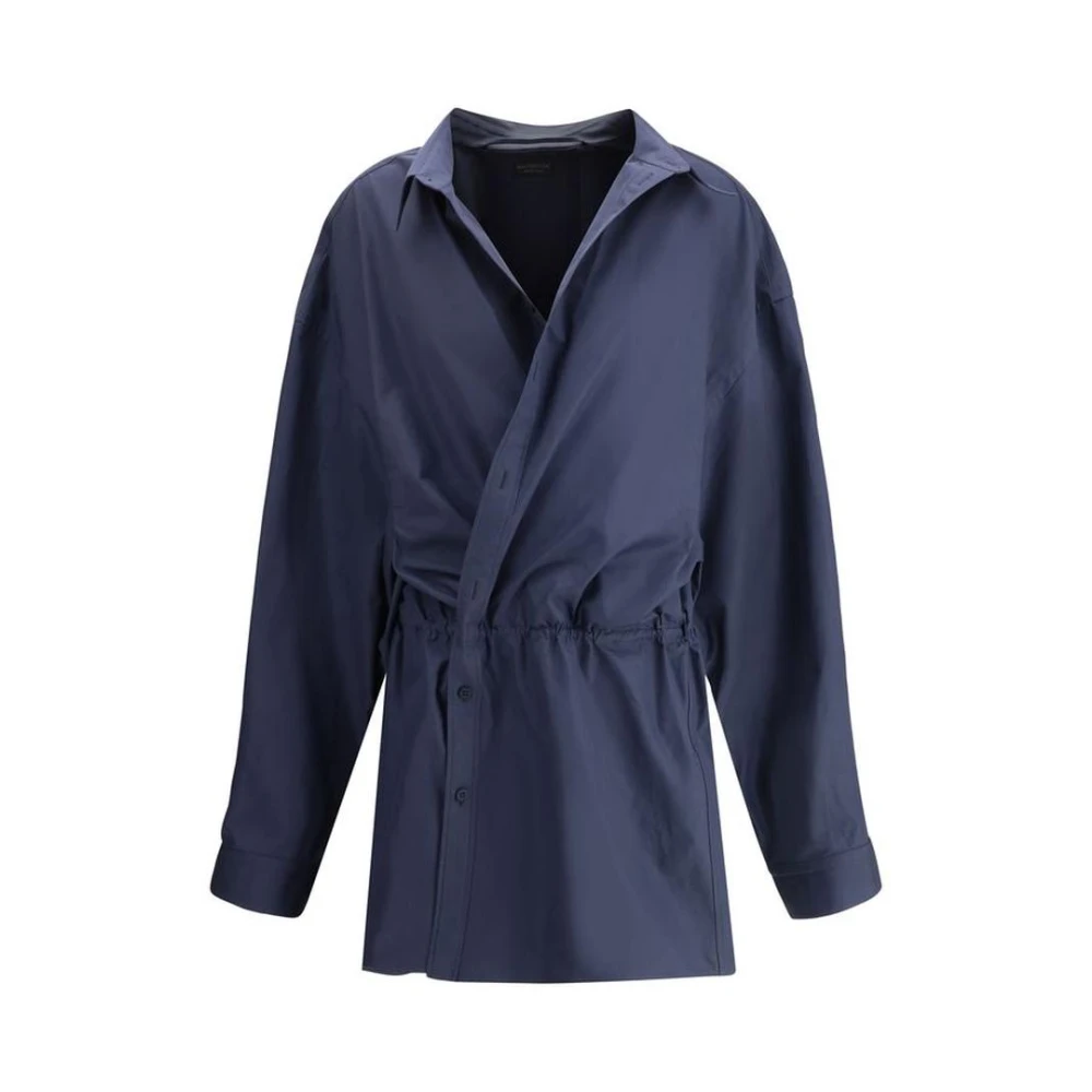 Balenciaga Asymmetrische Overhemdjurk Fusion Blue Dames