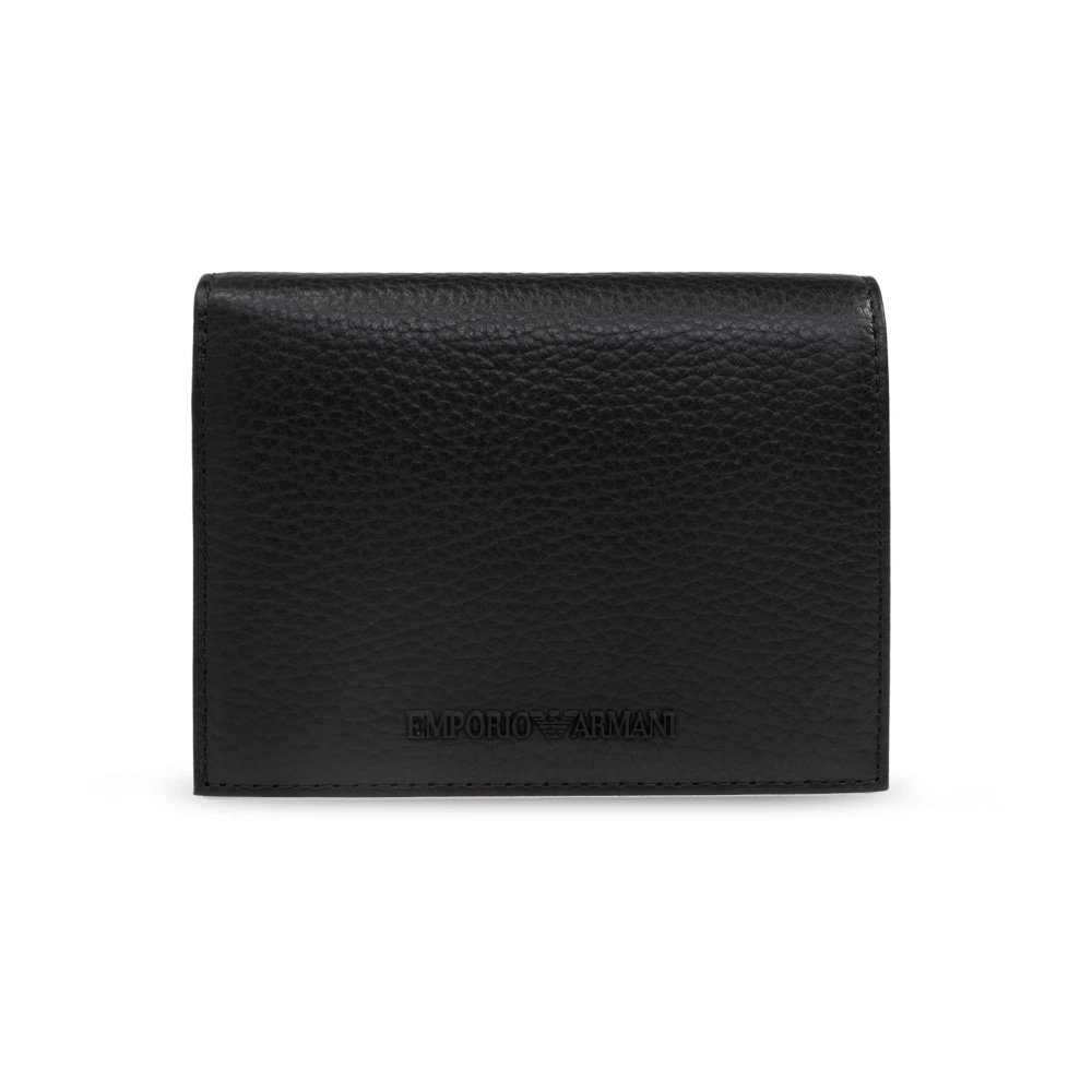 Emporio Ar i Leren portemonnee Black Unisex