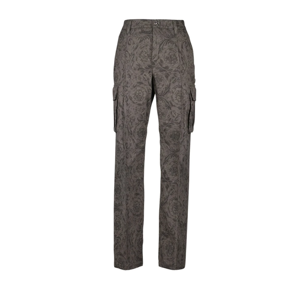 Versace Barocco Katoenen Broek Grijs Gray Heren
