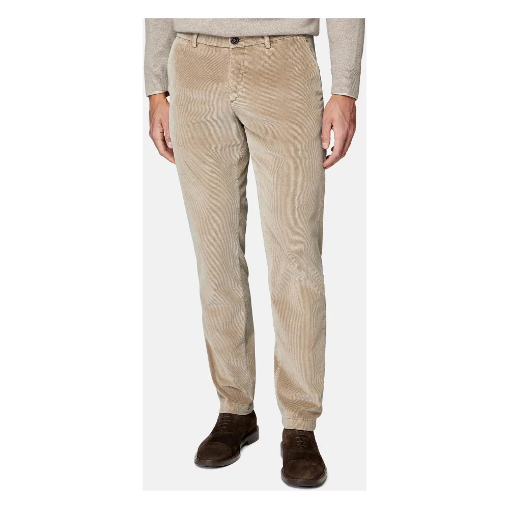 Boggi Milano Broek in stretchfluweel Beige Heren