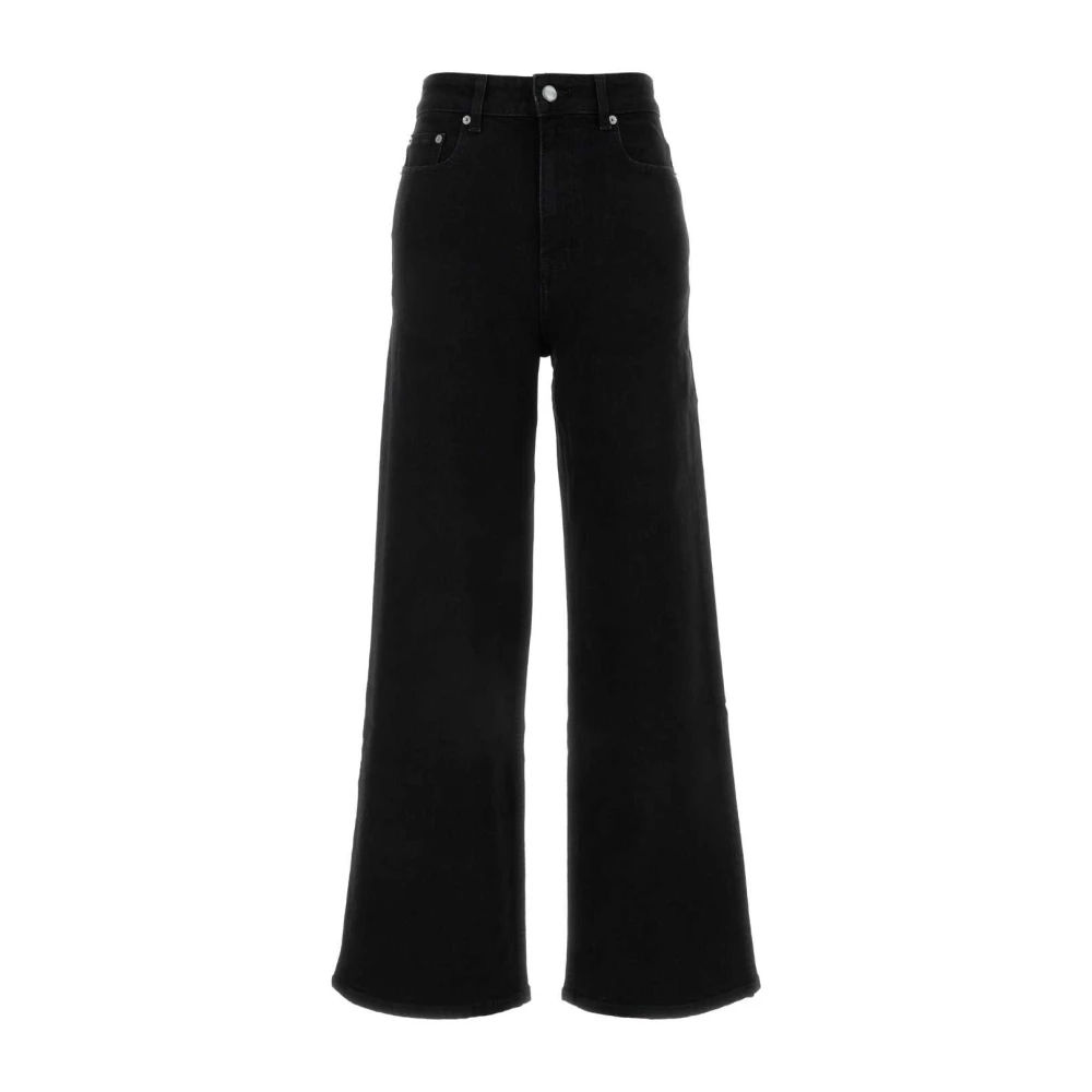 Ganni Wijde Zwarte Denim Jeans Black Dames