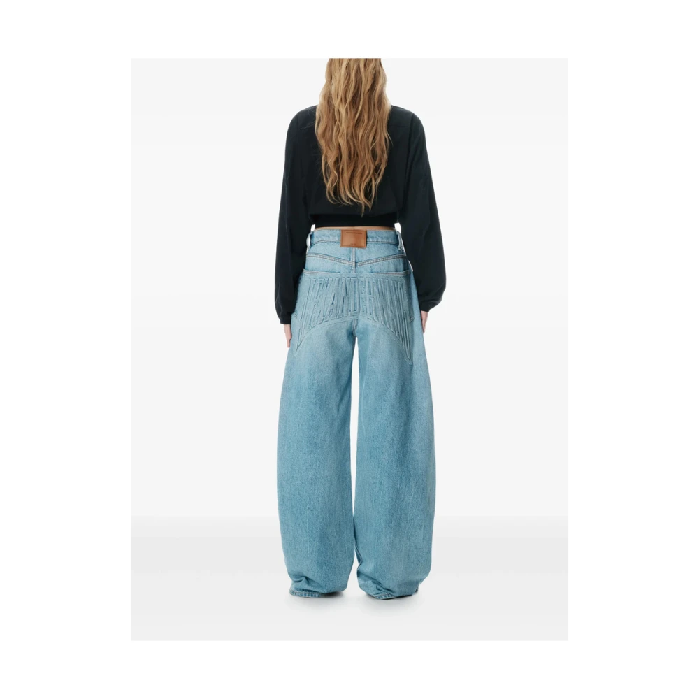 alexander wang Blauwe Grafische Print Wide Leg Jeans Blue Dames