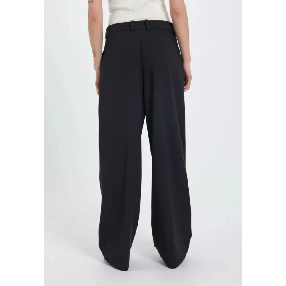 Norr Hoge taille zwarte wijde broek Black Dames