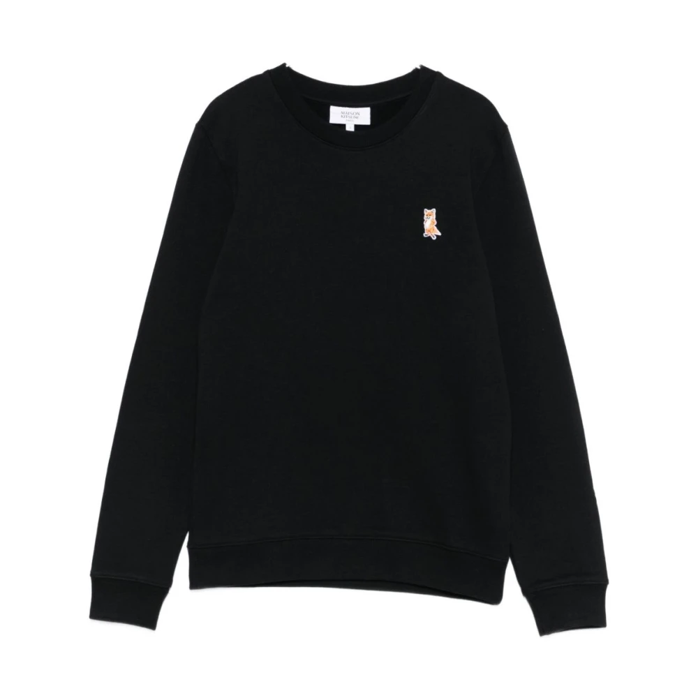 Maison Kitsuné Women's Black Fox Embroidery Crew Neck Jumper - Sweatshirts - Xs - Sweatshirts & Hoodies