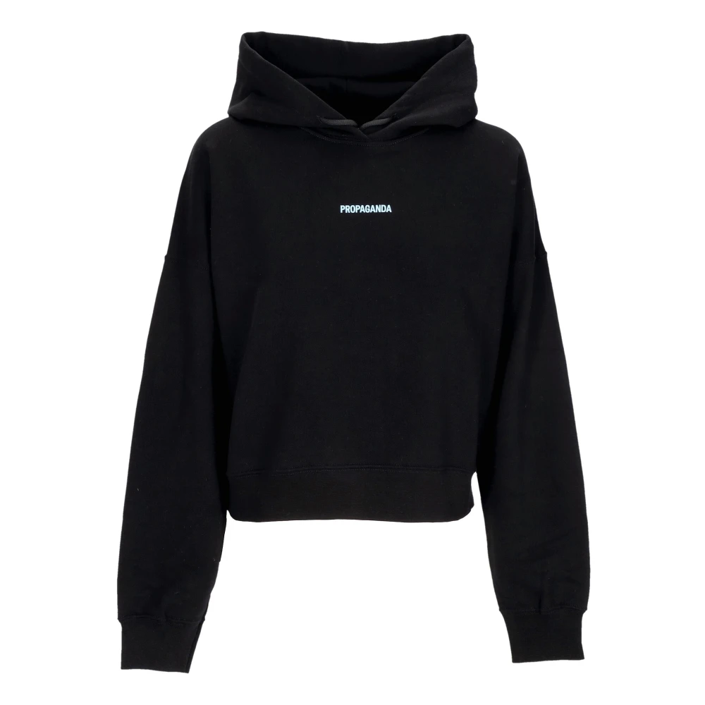 Propaganda Zwarte Cropped Hoodie met Ribbels Black Dames