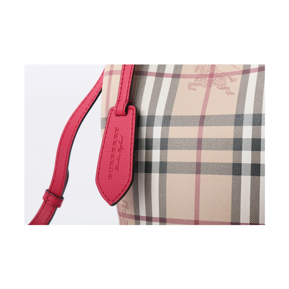 Burberry Beige Rode Leren Bucket Tas Model 4057157 Pink Dames
