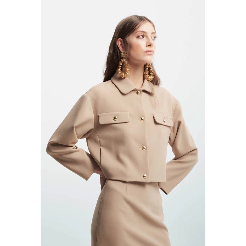 Kocca Korte Jas met Metalen Knopen Beige Dames