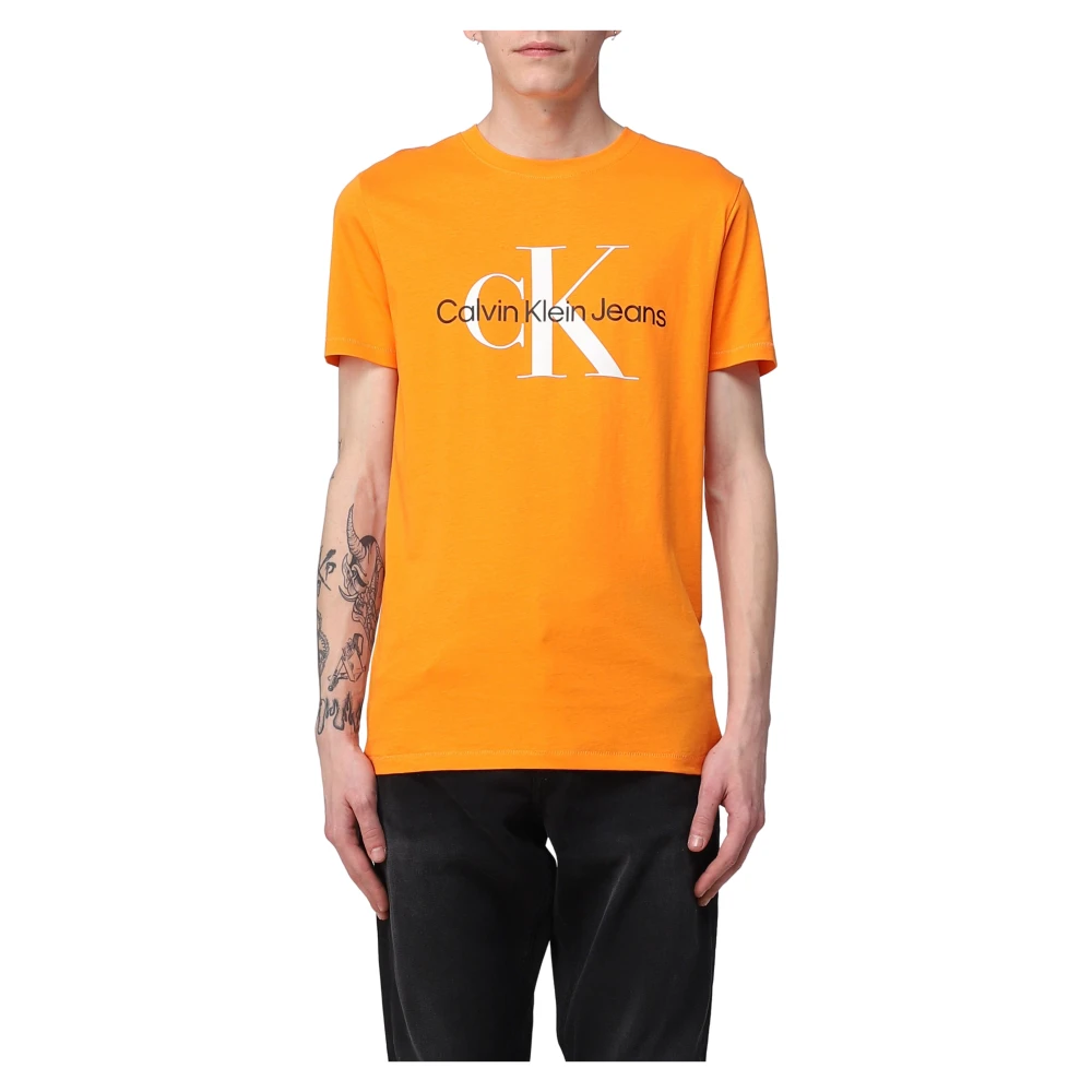 Calvin Klein Seizoensgebonden Monologo Tee Stijlvol Heren T-Shirt Orange Heren