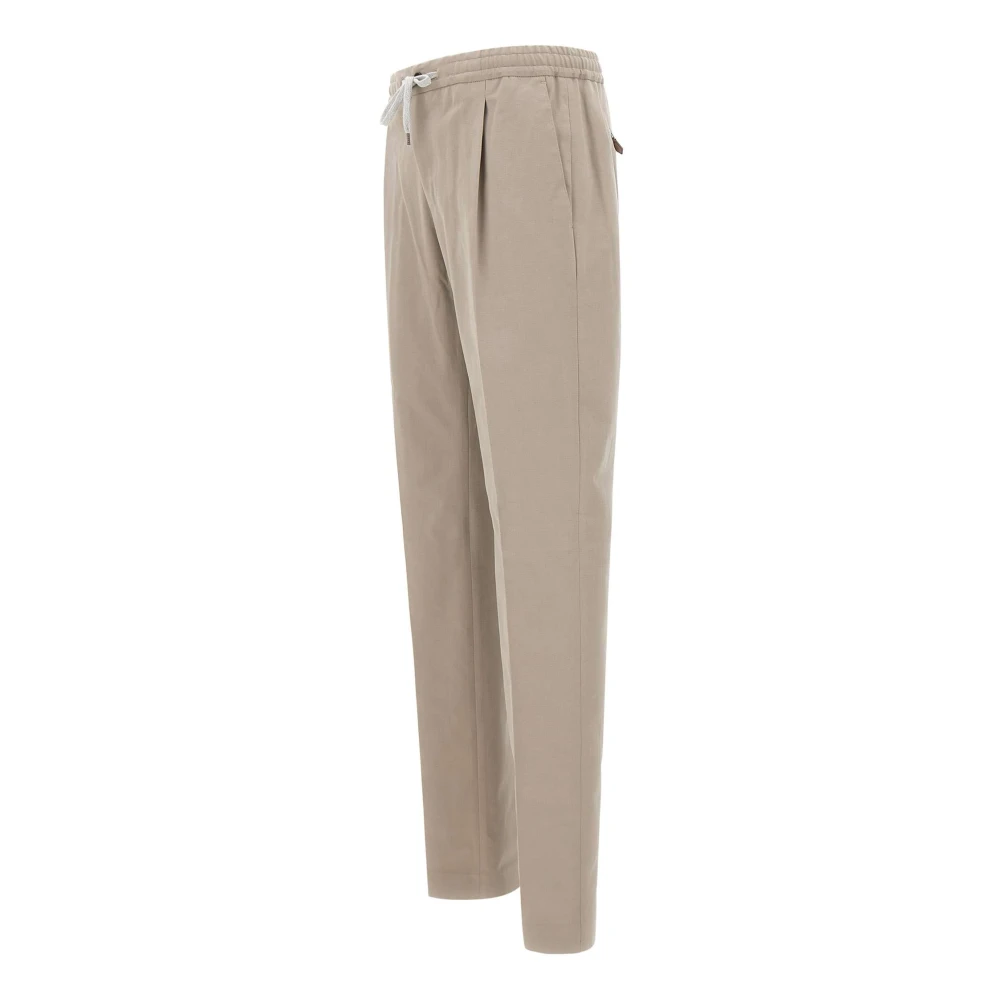 PT Torino Beige Katoen Kasjmier Broek Elastische Taille Beige Heren