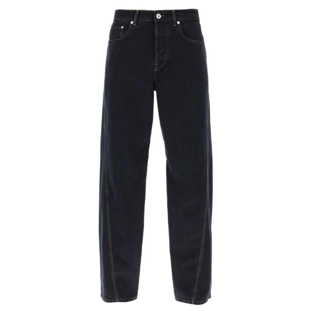 Lanvin Baggy Twisted Leg Denim Broek Black Heren