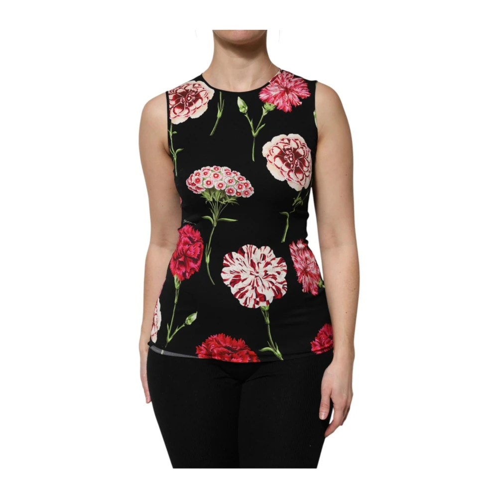 Dolce & Gabbana Multicolor Svart Blommig Ärmlös Topp