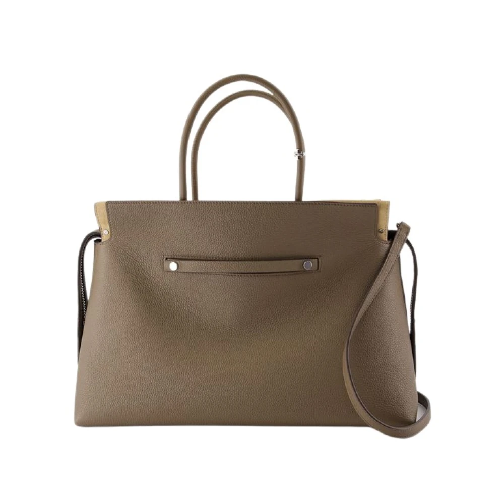 TORY BURCH Khaki Leren Satchel Tas Brown Dames
